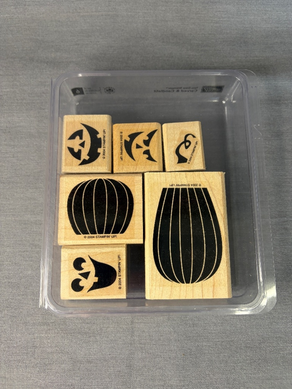 Stampin’ Up Carved & Candlelit 2004 Set of 6 Wood Mounted Rubber Stamps Retired